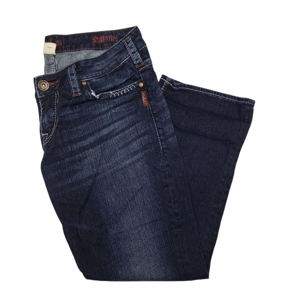 Silver‎ Jeans Santorini Cropped Pants Dark Wash Womens 32 Short Capri Denim